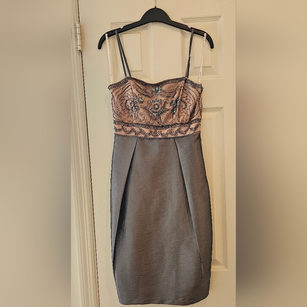 Sue Wong Metalic Beaded Mini Dress